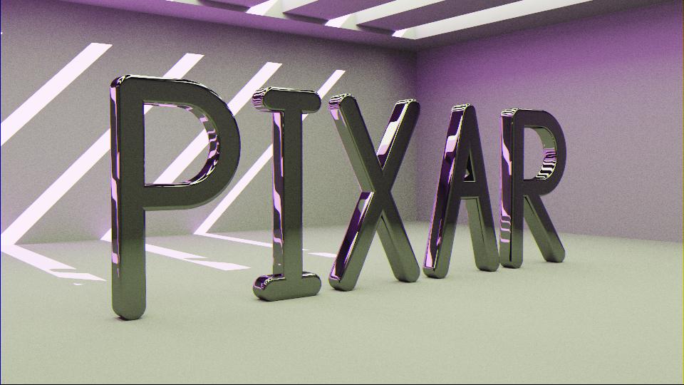 Resulting rendered image, showing the letters PIXAR