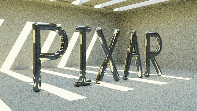 A render of the PIXAR letters with round edges in all dimensions.